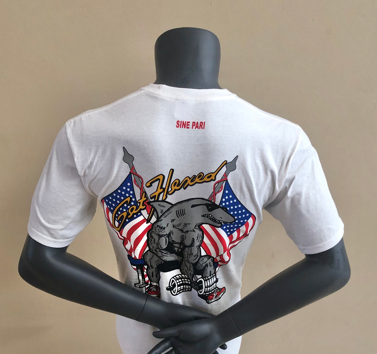 Vintage Biceps Curl Patriot White Tee