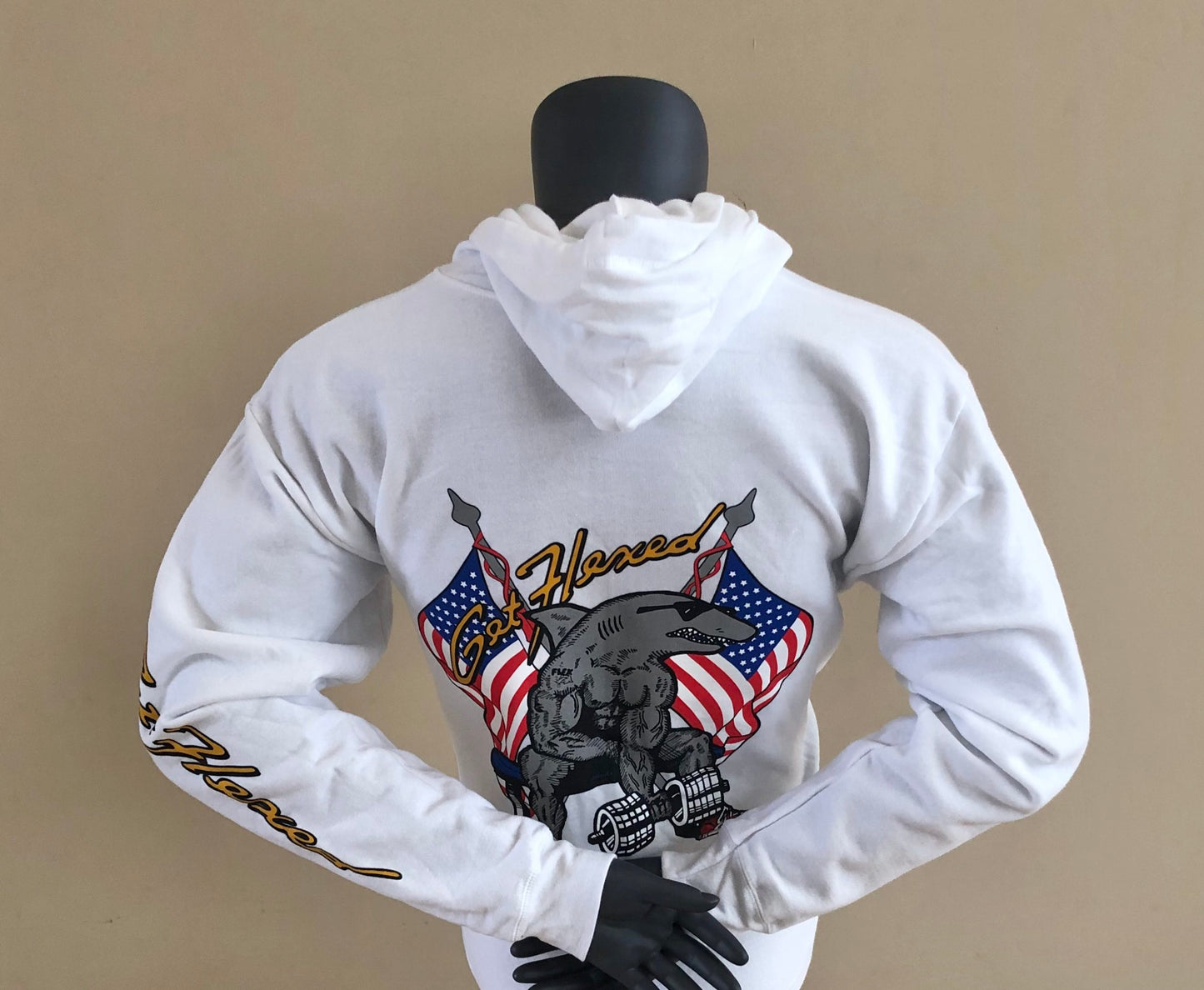 Biceps Curl Patriot Hoodie in White