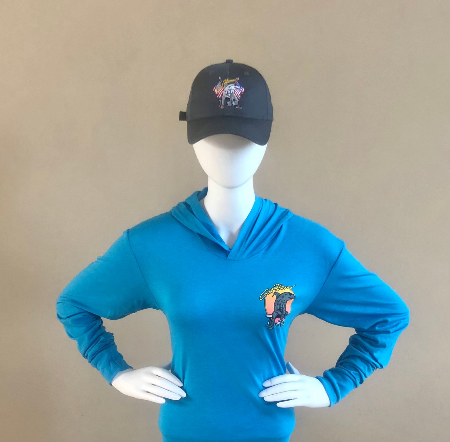 Women’s Vintage Biceps Curl Soft Style Teal Hoodie