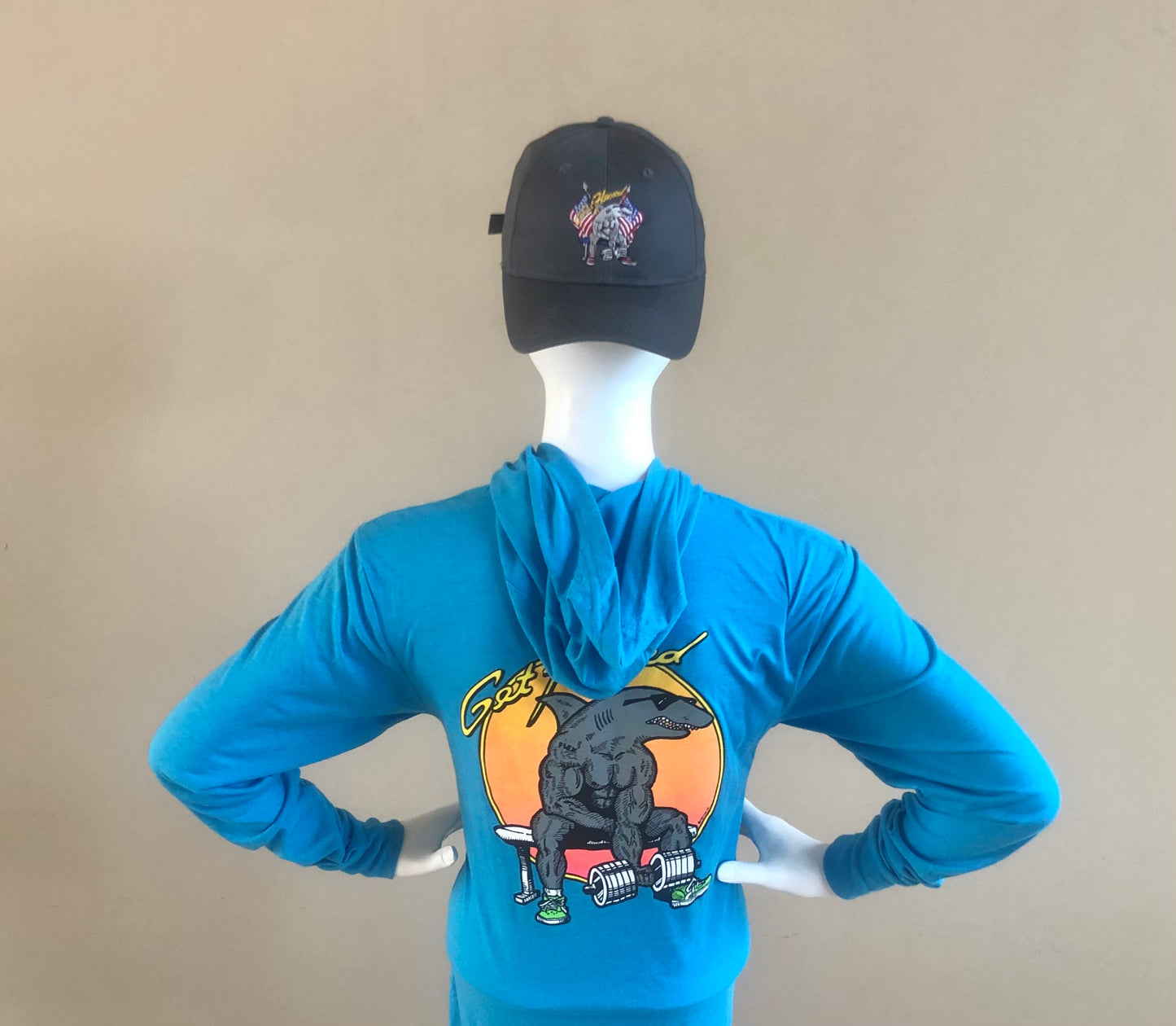 Women’s Vintage Biceps Curl Soft Style Teal Hoodie
