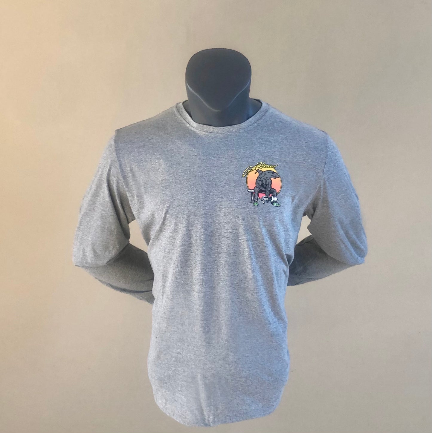 Vintage Biceps Curl Long Sleeve Gray Tee