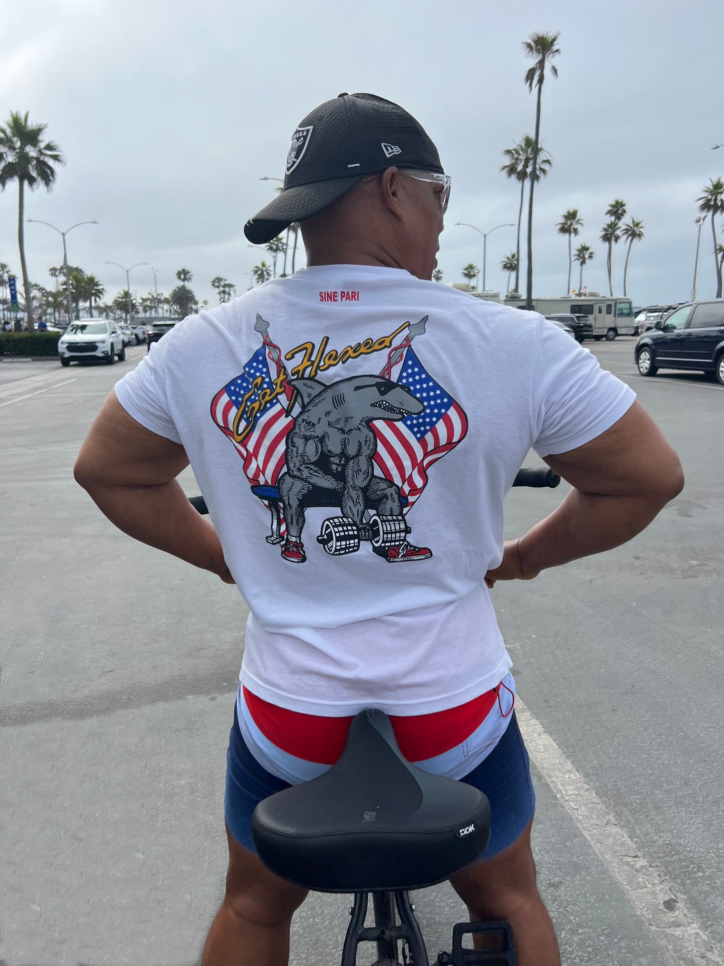 Vintage Biceps Curl Patriot White Tee