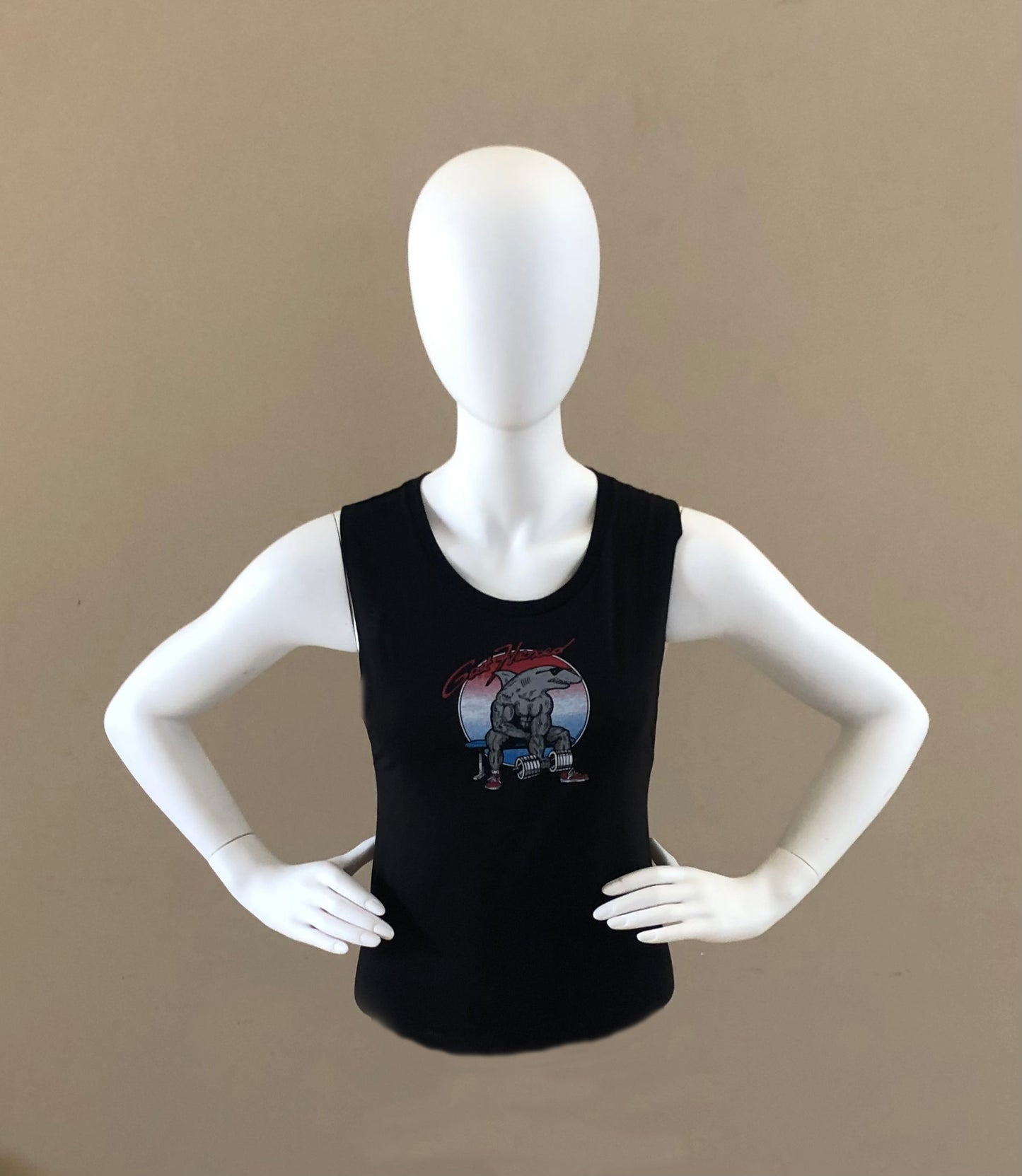 Womens Vintage Biceps Curl Black Tank