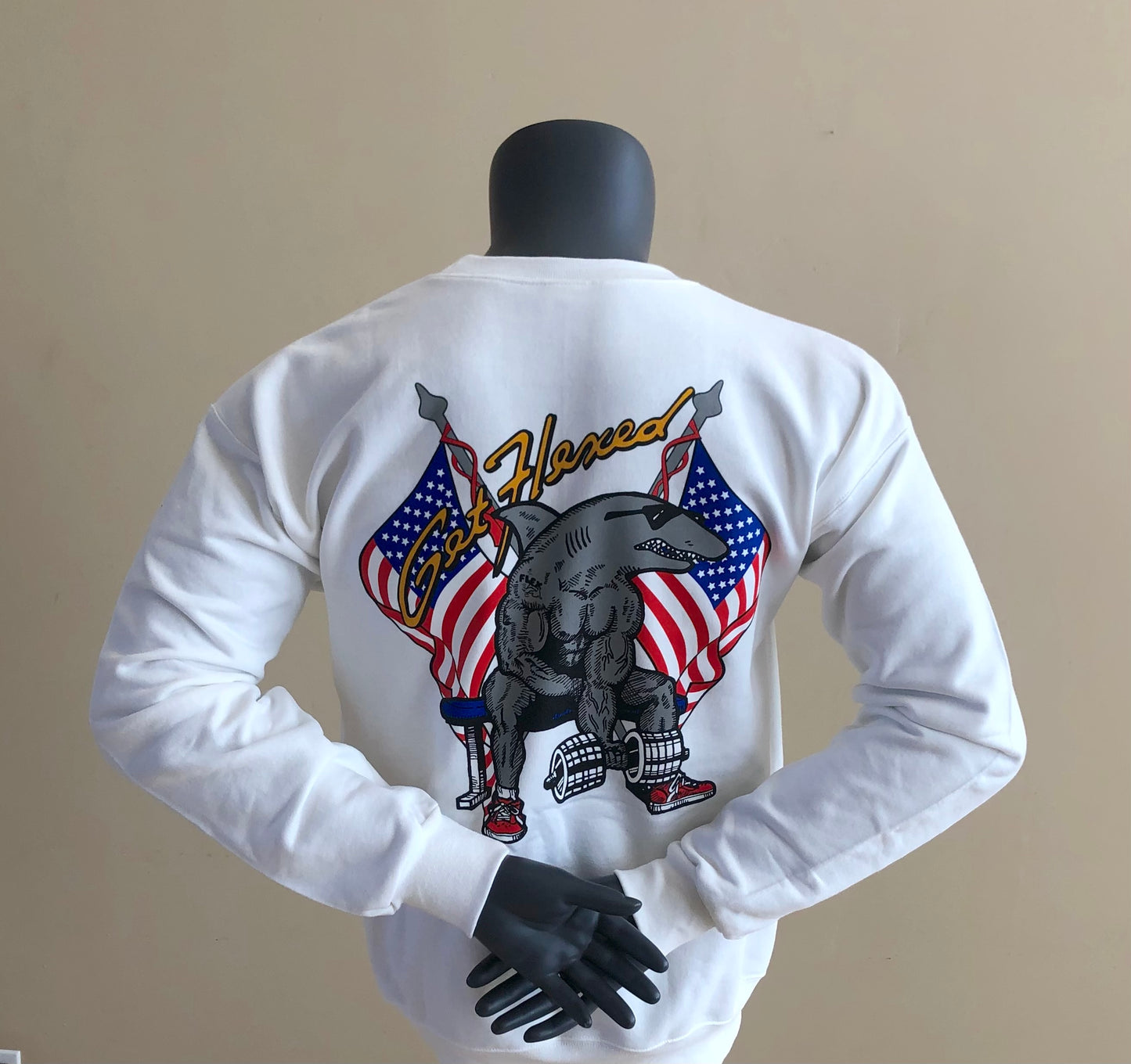 Vintage Curl Patriot White Sweat Shirt