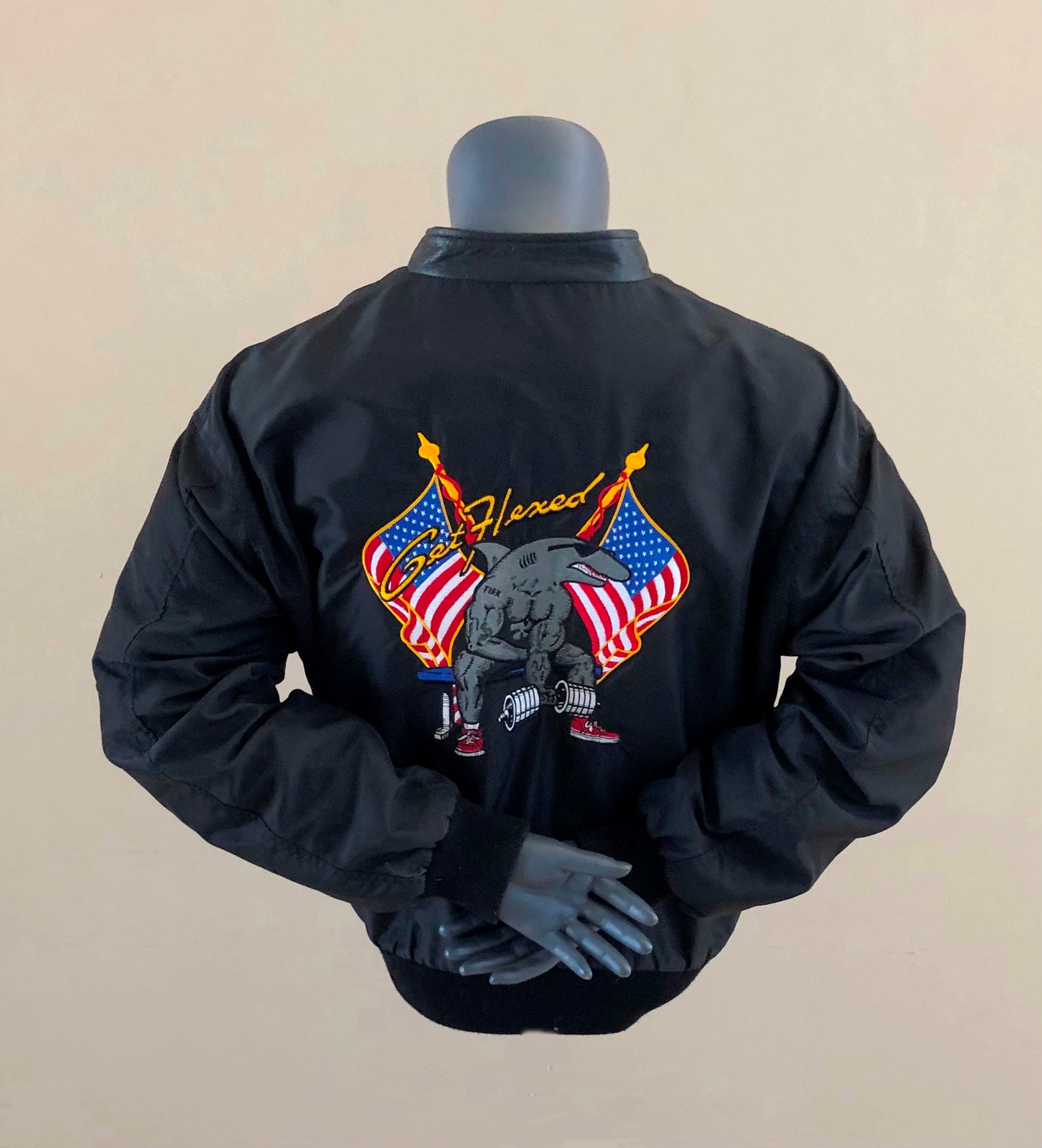 Vintage Biceps Curl Patriot Embroidered Zip Up Jacket