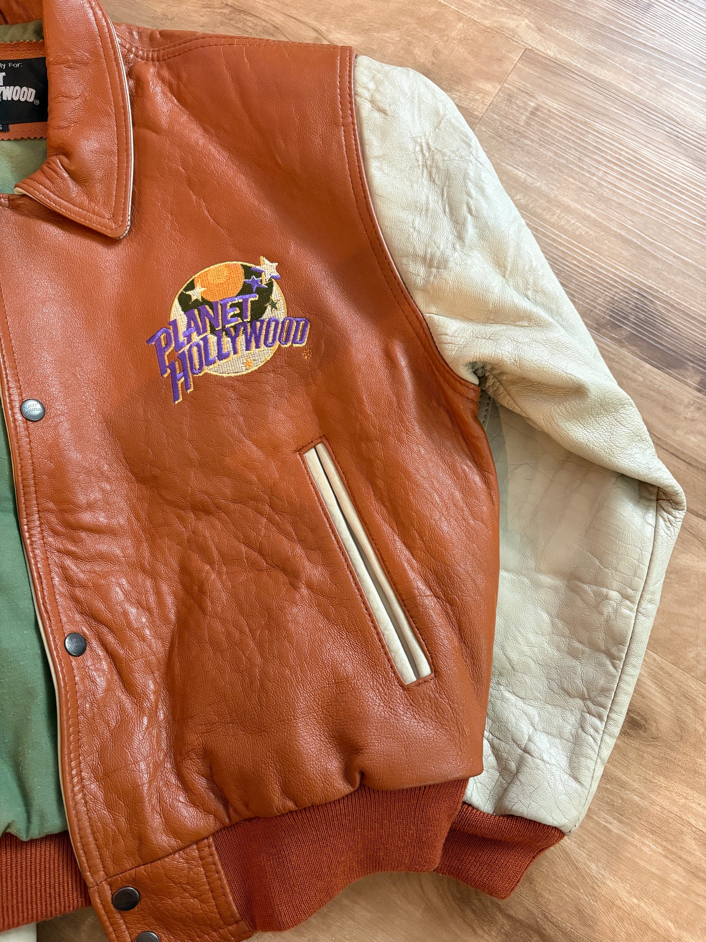 Vintage 1990 Planet Hollywood Maui Genuine Leather Zip Up Jacket