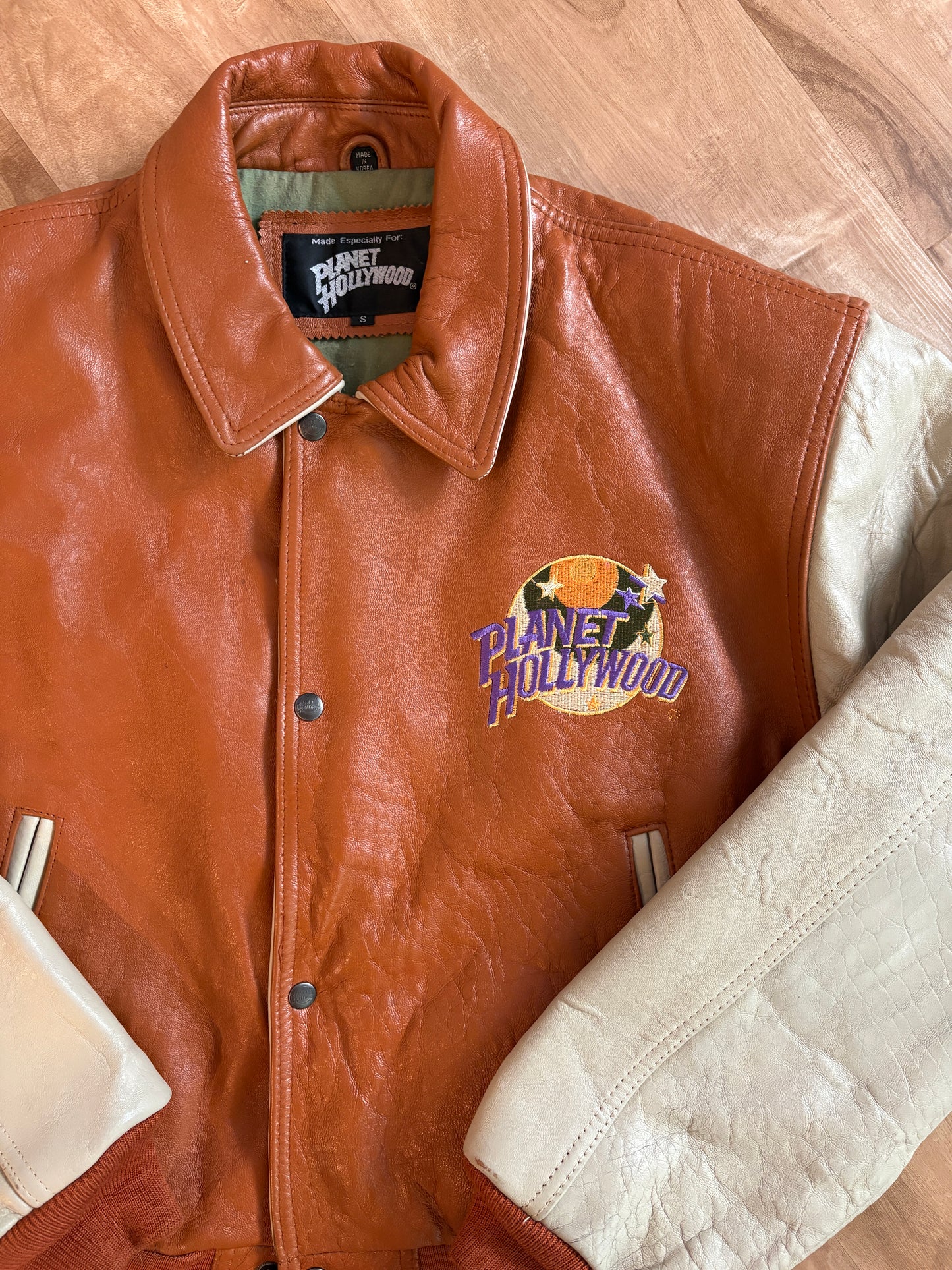 Vintage 1990 Planet Hollywood Maui Genuine Leather Zip Up Jacket
