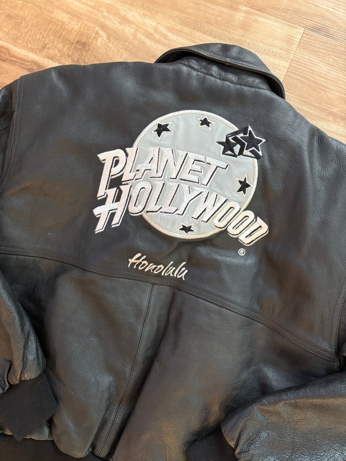 Vintage Planet Hollywood Honolulu Genuine Leather Zip Up Jacket Men’s Size S