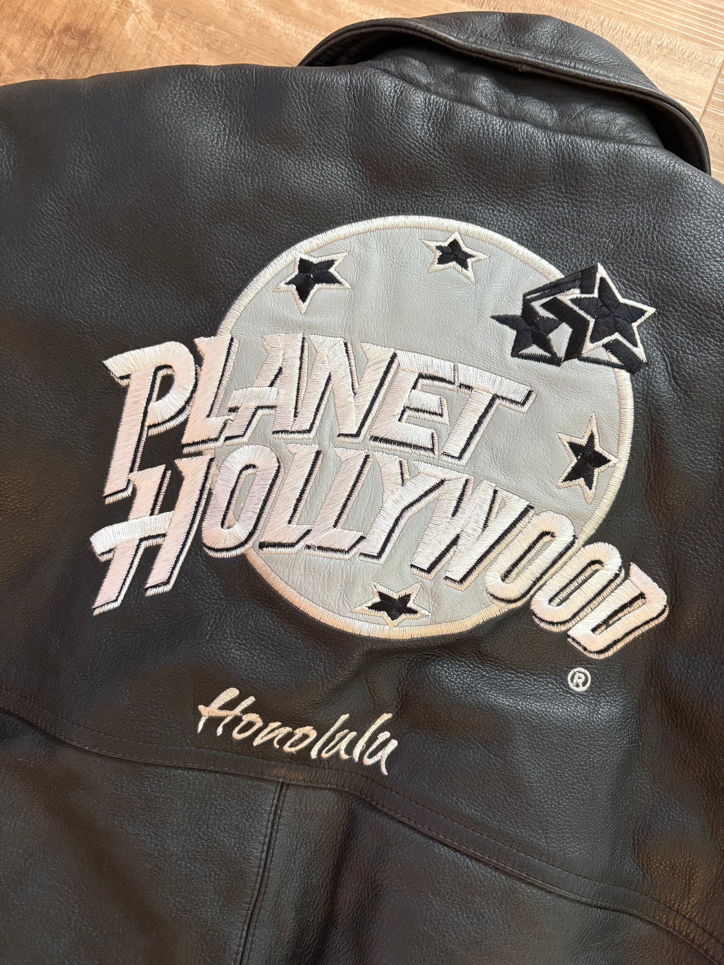 Vintage Planet Hollywood Honolulu Genuine Leather Zip Up Jacket Men’s Size S