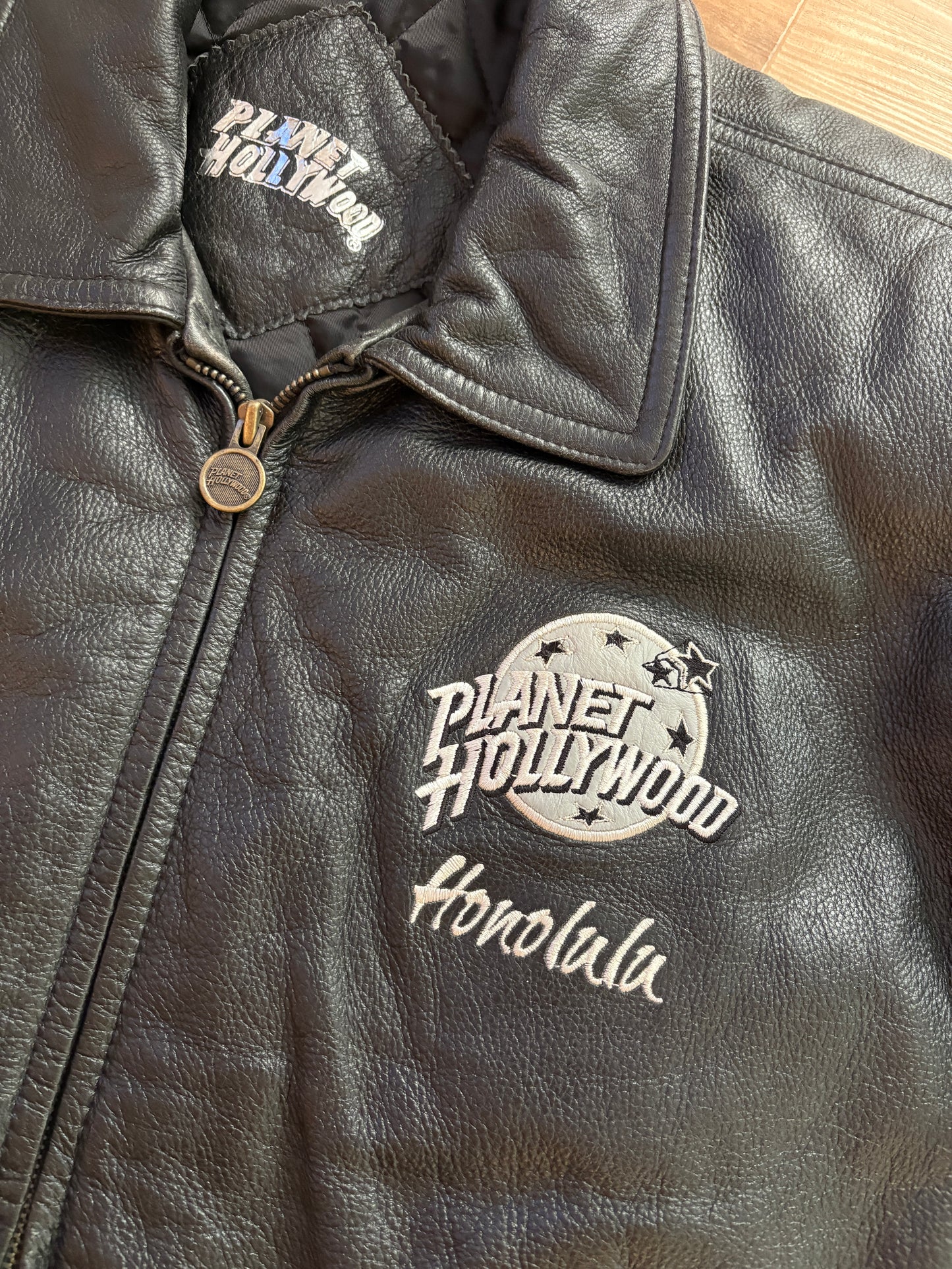 Vintage Planet Hollywood Honolulu Genuine Leather Zip Up Jacket Men’s Size S