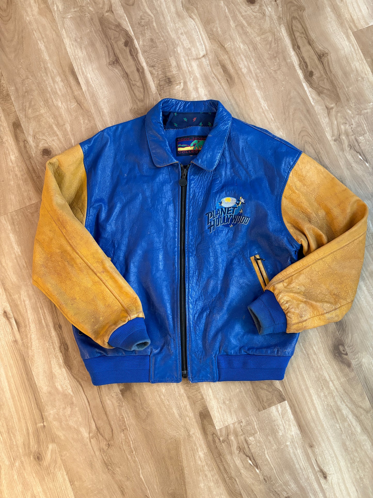 Tony Nowak Custom Planet Hollywood Genuine Leather Varsity Bomber Jacket