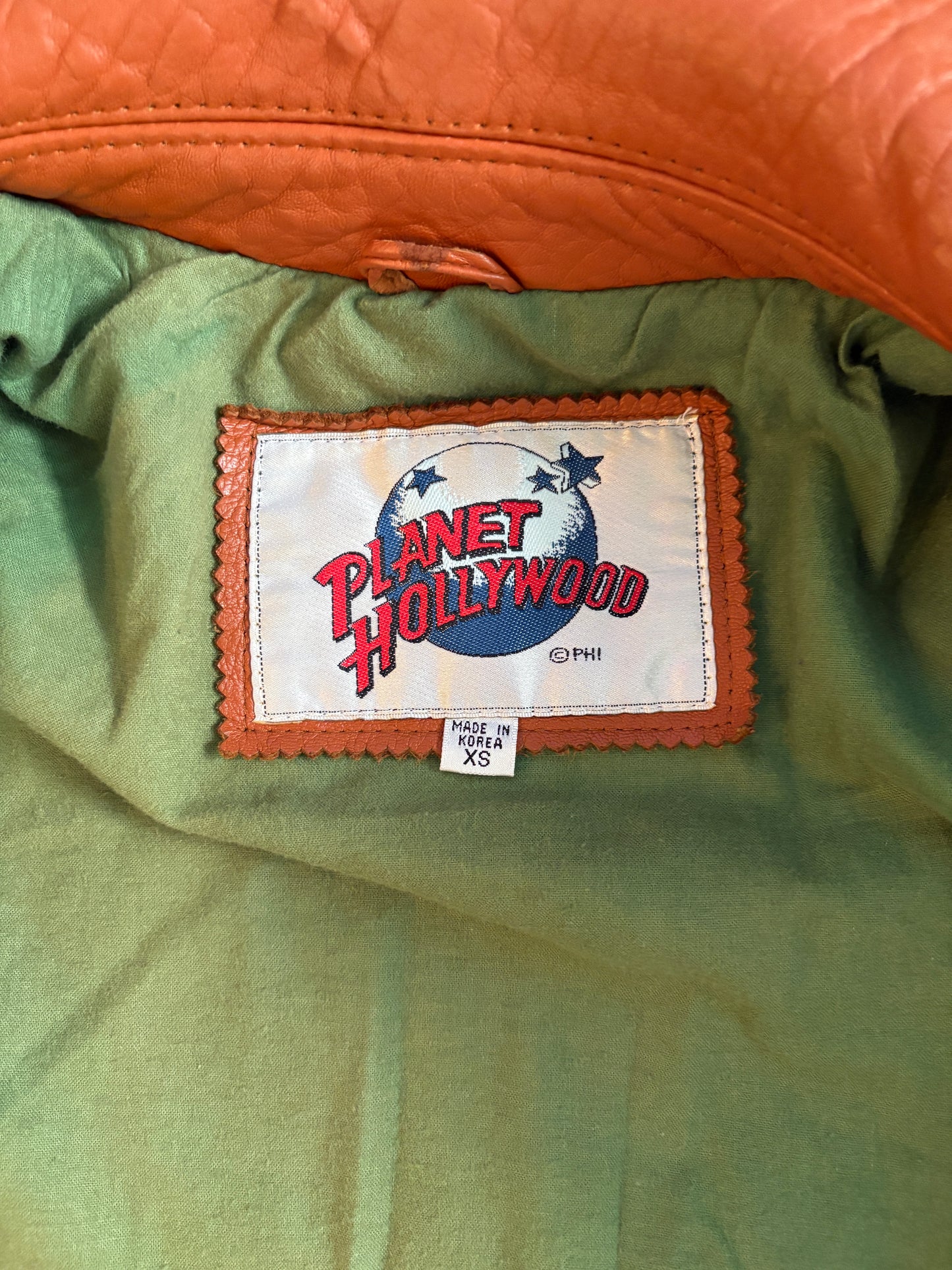Vintage 1990 Planet Hollywood South Coast Plaza California Genuine Leather Zip Up Jacket
