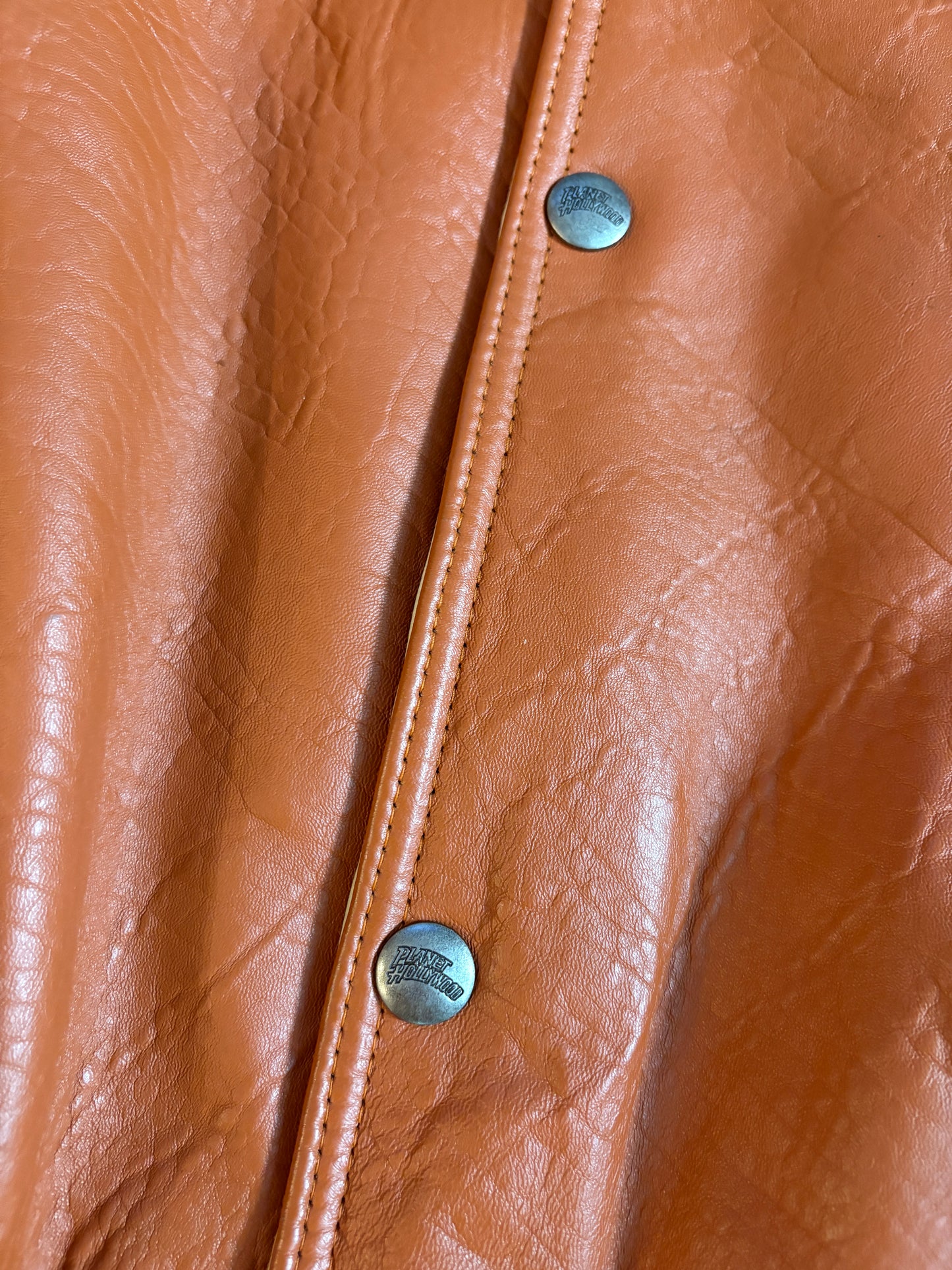 Vintage 1990 Planet Hollywood South Coast Plaza California Genuine Leather Zip Up Jacket