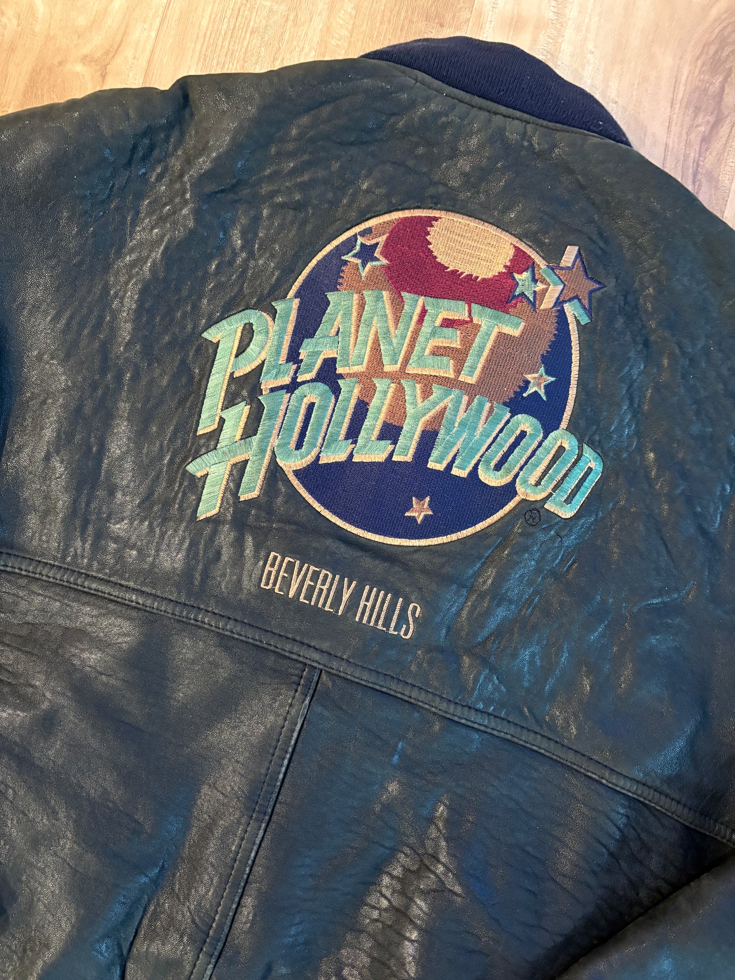 Vintage Planet Hollywood Beverly Hills Reversible Zip-Up Leather Jacket