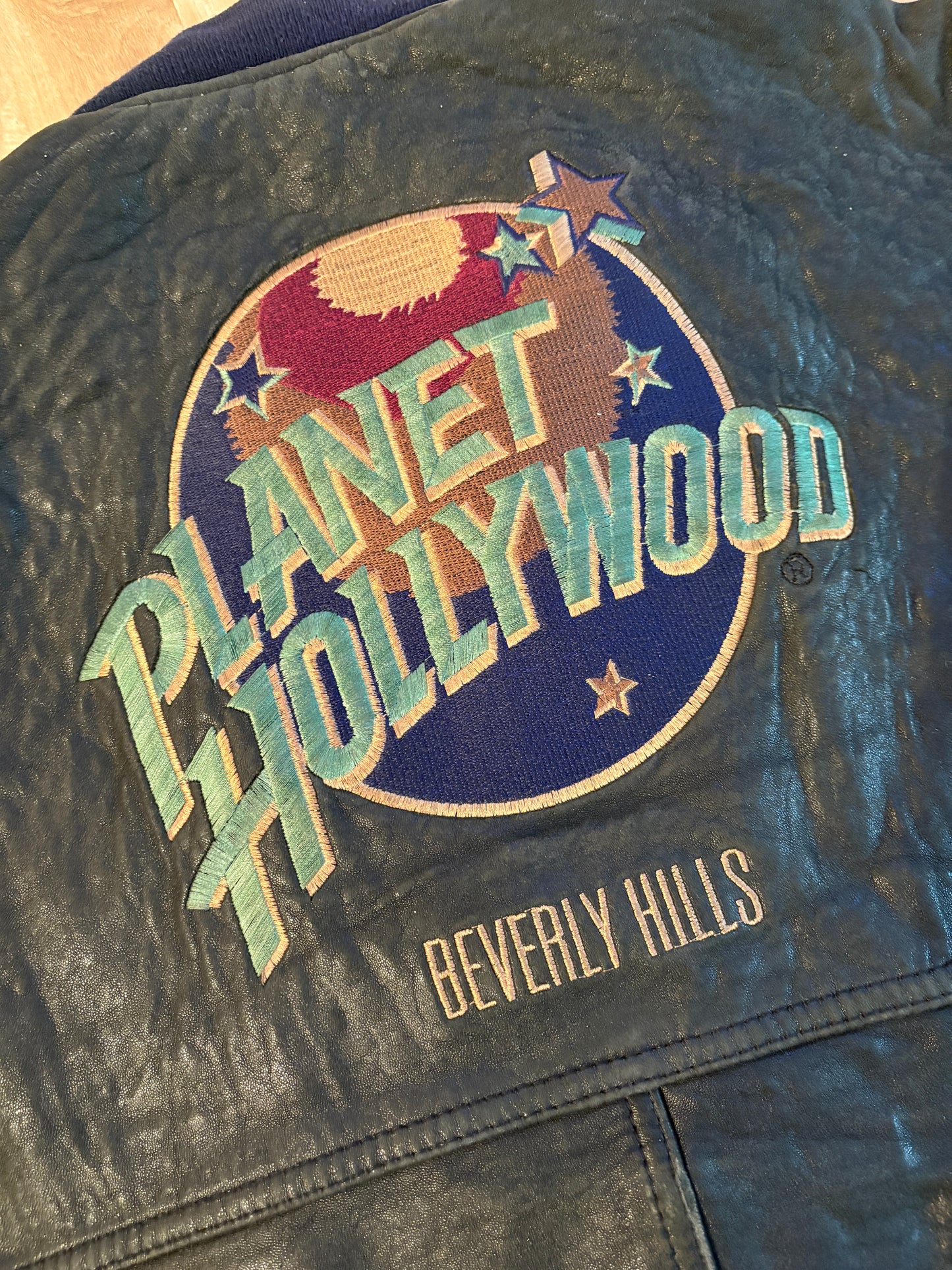 Vintage Planet Hollywood Beverly Hills Reversible Zip-Up Leather Jacket