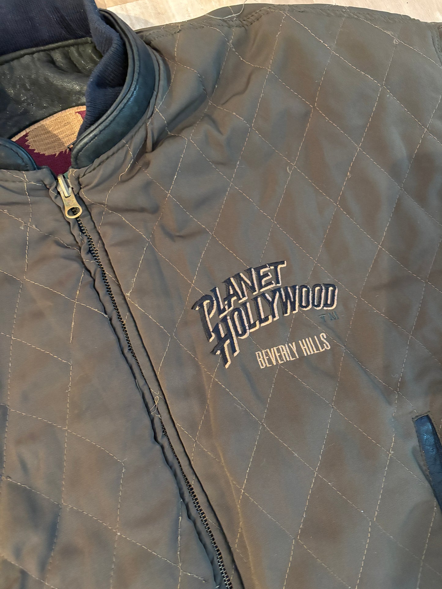 Vintage Planet Hollywood Beverly Hills Reversible Zip-Up Leather Jacket
