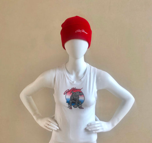 Womens Vintage Biceps Curl White Tank