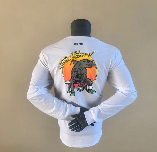 Vintage Biceps Curl Long Sleeve White Tee