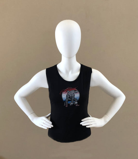 Womens Vintage Biceps Curl Black Tank