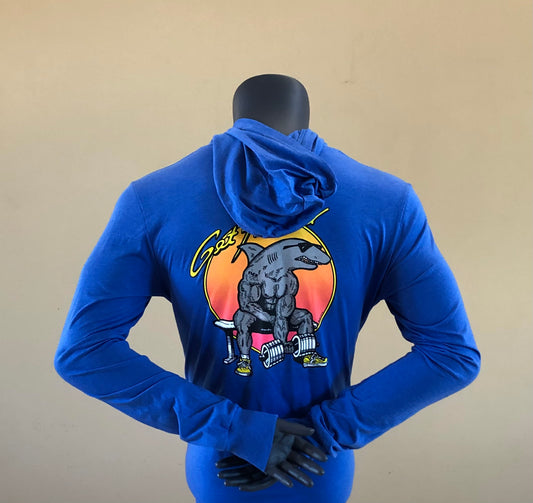 Vintage Biceps Curl Soft Style Blue Hoodie