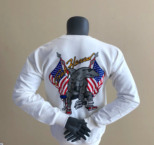 Vintage Curl Patriot White Sweat Shirt