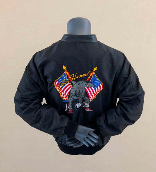 Vintage Biceps Curl Patriot Embroidered Zip Up Jacket