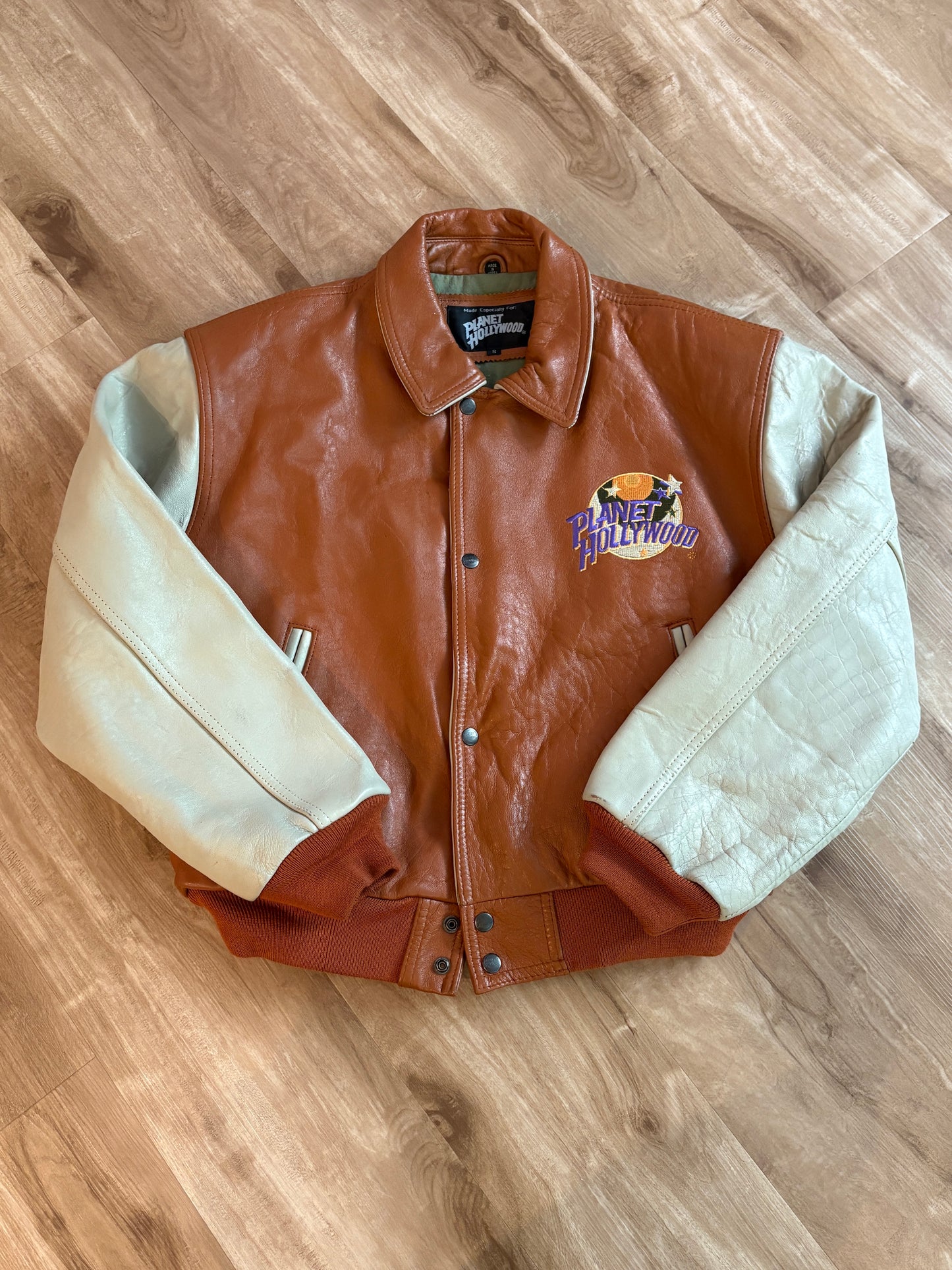 Vintage 1990 Planet Hollywood Maui Genuine Leather Zip Up Jacket