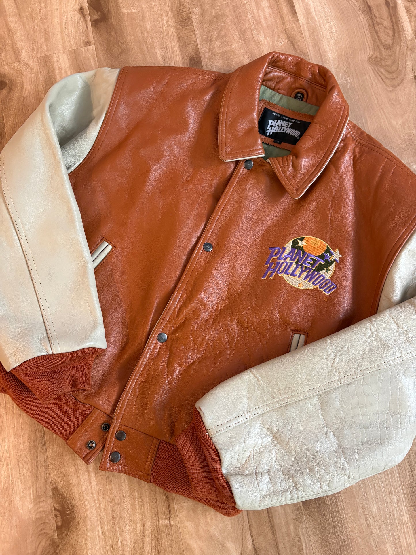Vintage 1990 Planet Hollywood Maui Genuine Leather Zip Up Jacket