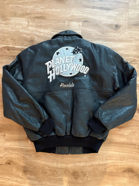Vintage Planet Hollywood Honolulu Genuine Leather Zip Up Jacket Men’s Size S